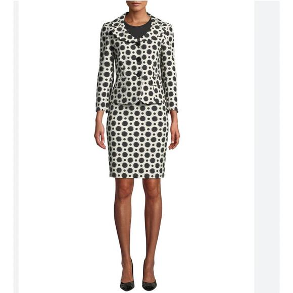 Albert Nipon Two Piece Black and White Skirt Set Suit Size 6 NWT - Picture 1 of 16